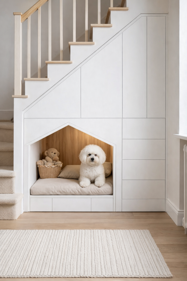 mobila pe comanda sub scari casuta caini